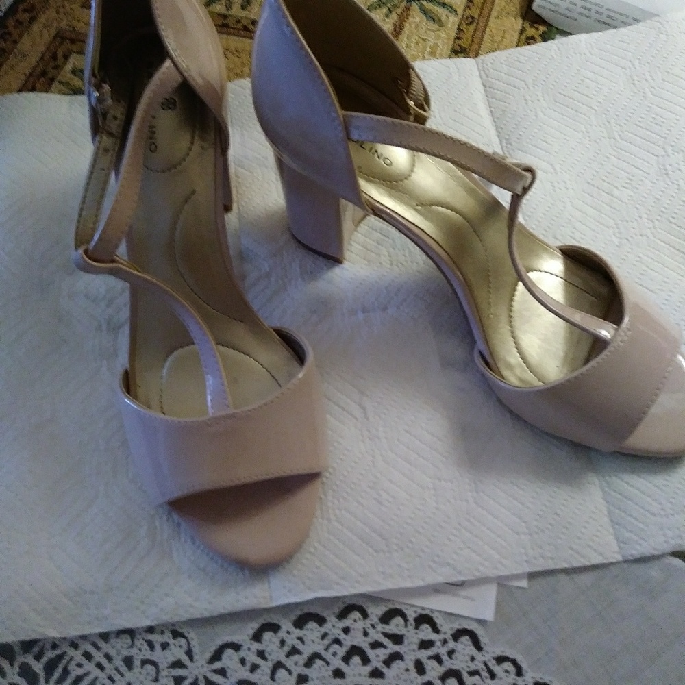 Light pink patten open toe high heel